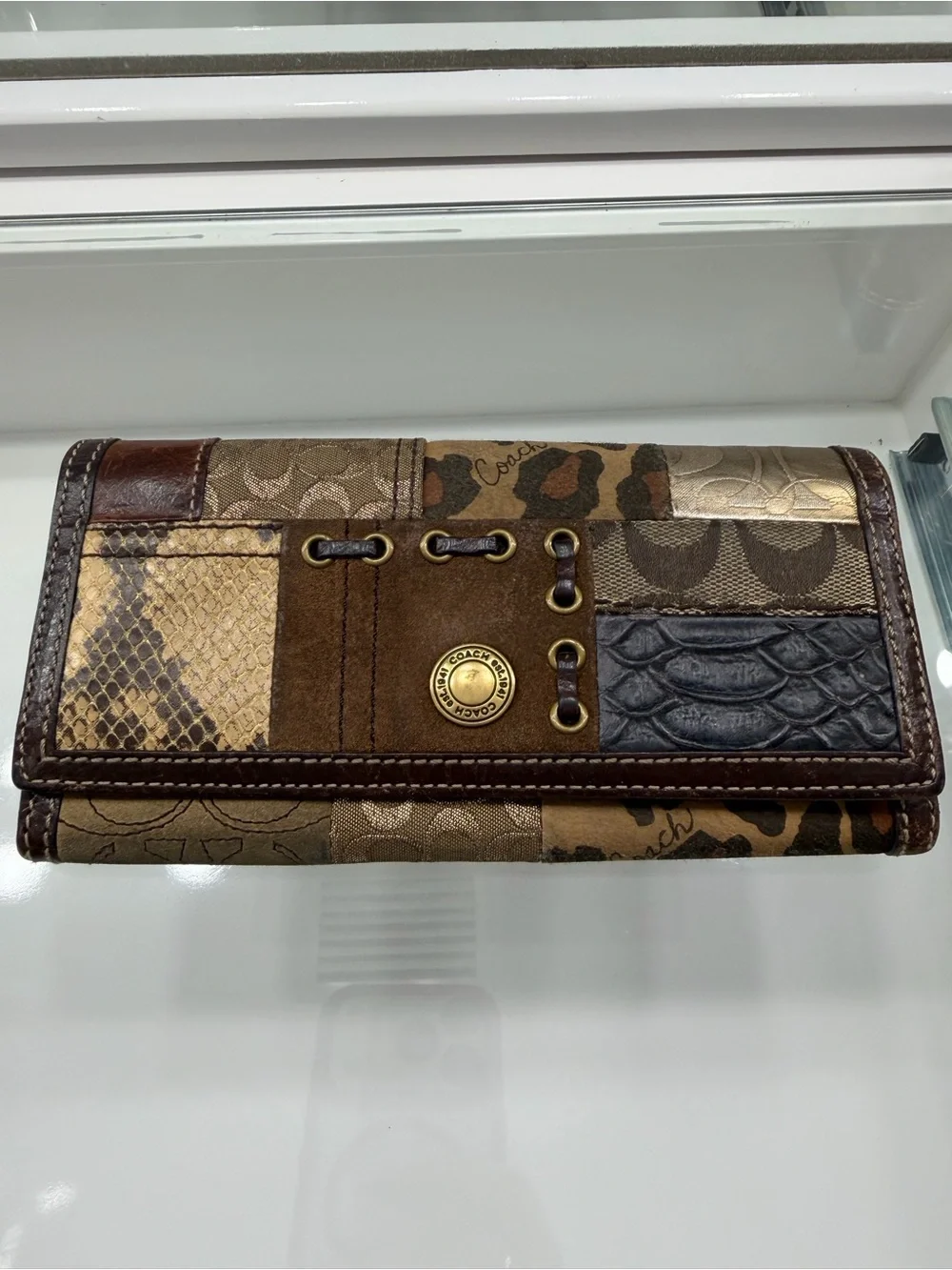 Coach Patchwork Clutch - Brown and Black